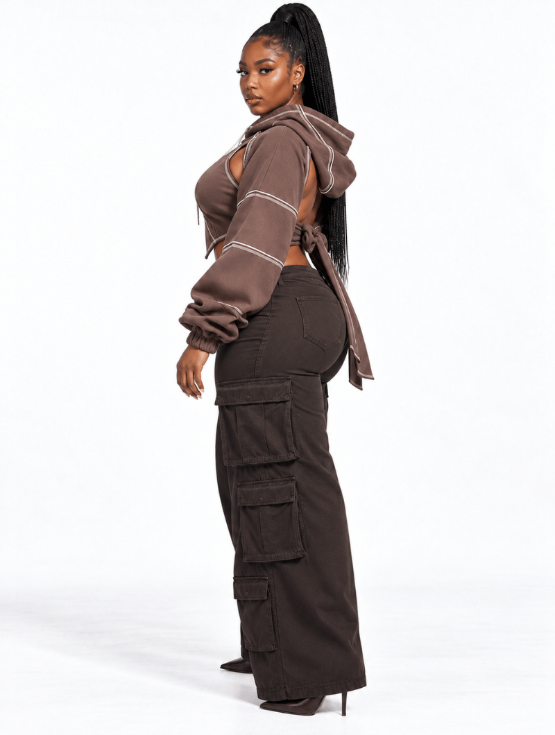 Cutout Tie-Back Hoodie