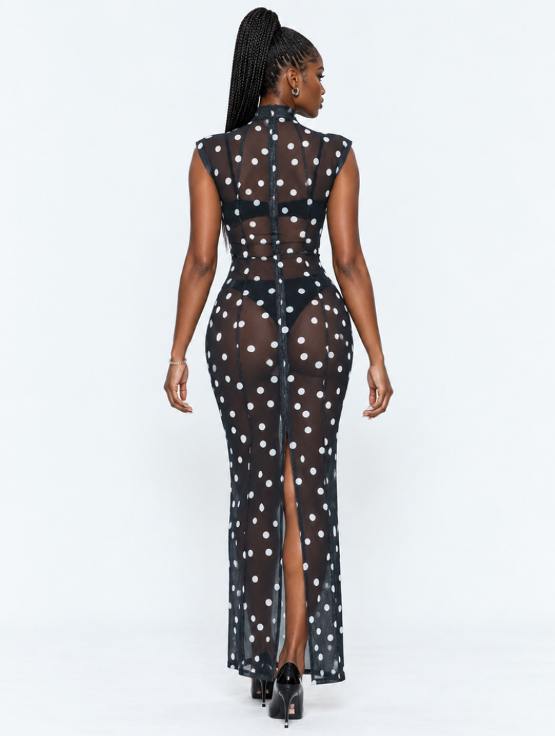 Polka Dot Mesh Maxi
