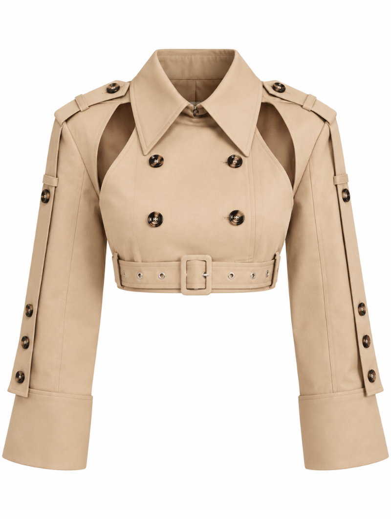 Cropped Cutout Trench Jacket
