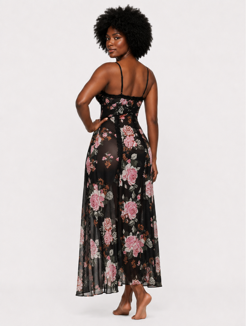 Floral Mesh Maxi Chemise