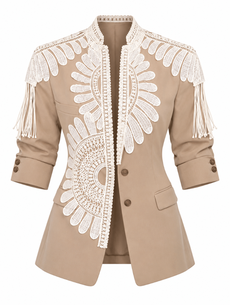 Boho Fringe Blazer Set