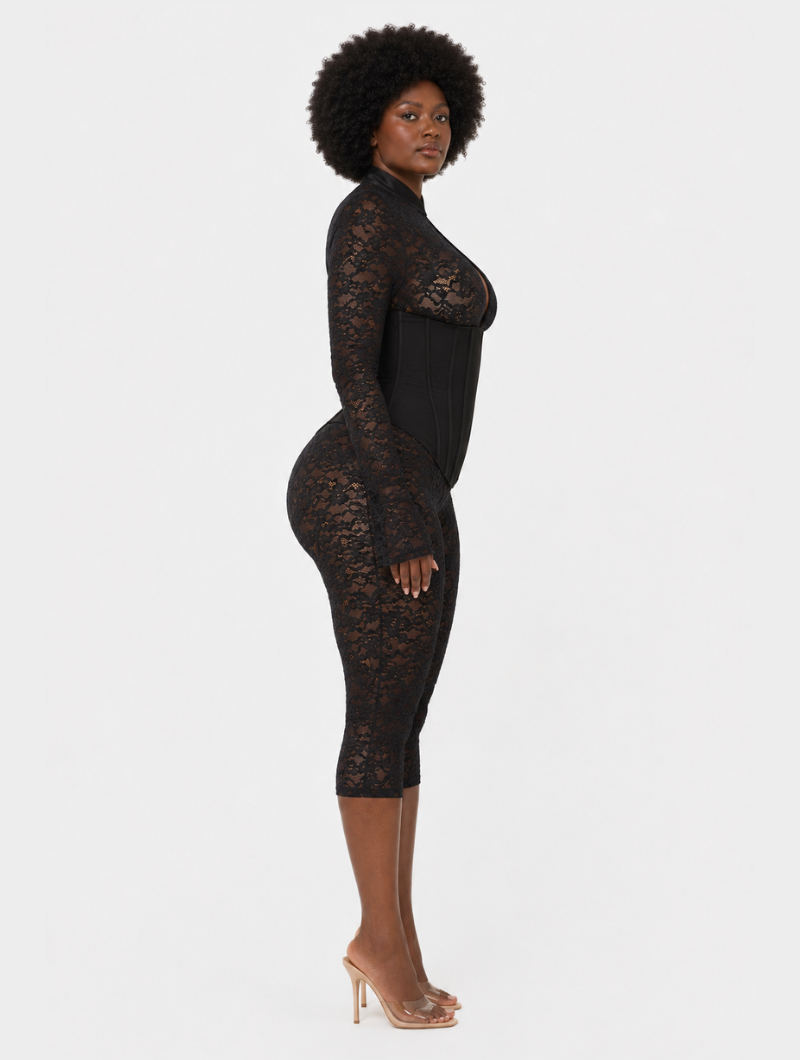 Lace Capri Corset Jumpsuit