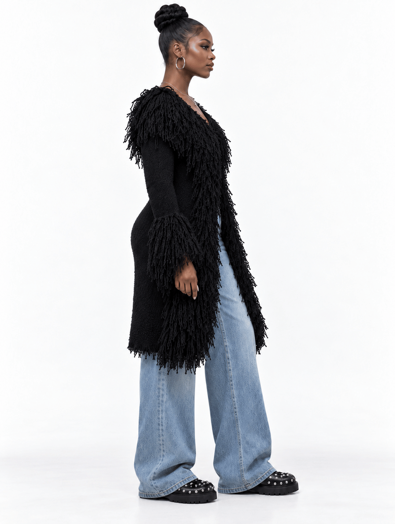 Shaggy Fringe Knit Cardigan