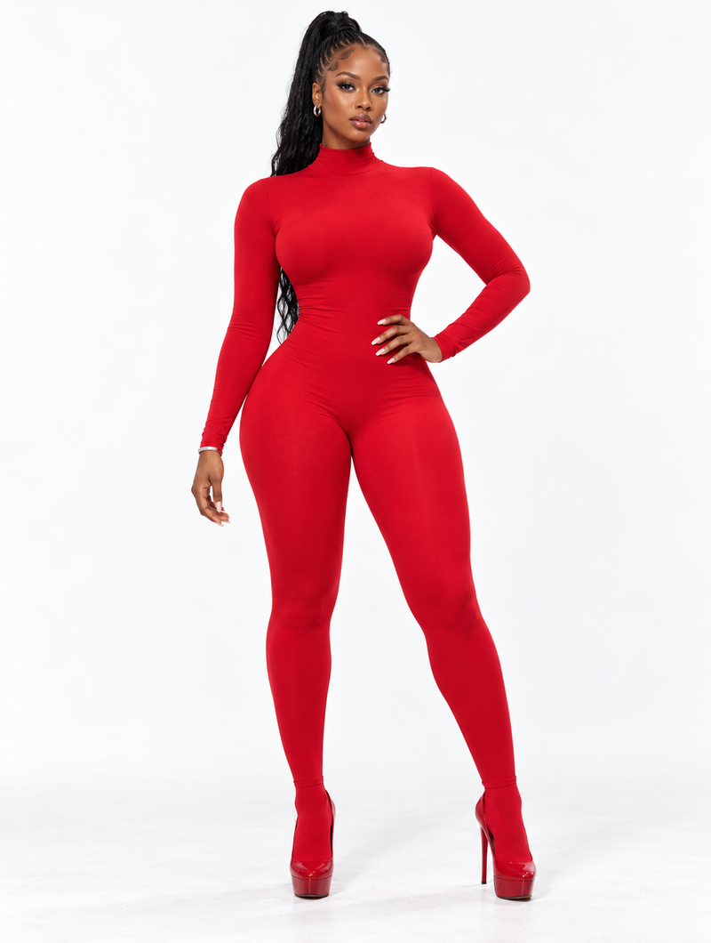 Hourglass Red Mockneck Jumpsuit