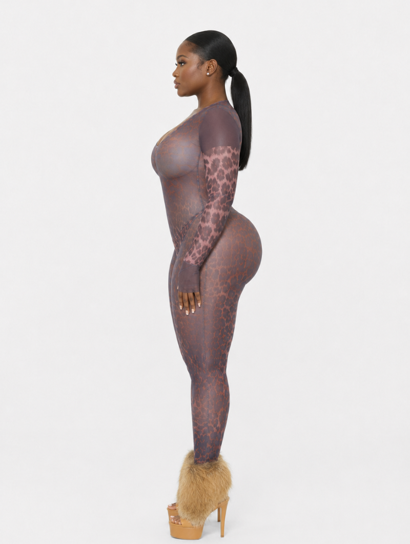 Savage Leopard Bodycon Jumpsuit