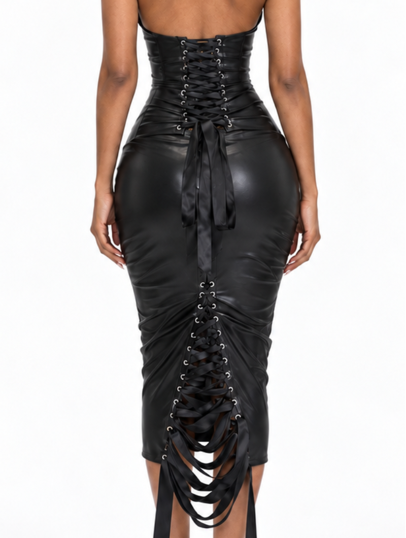 Laced Leather Midi Set