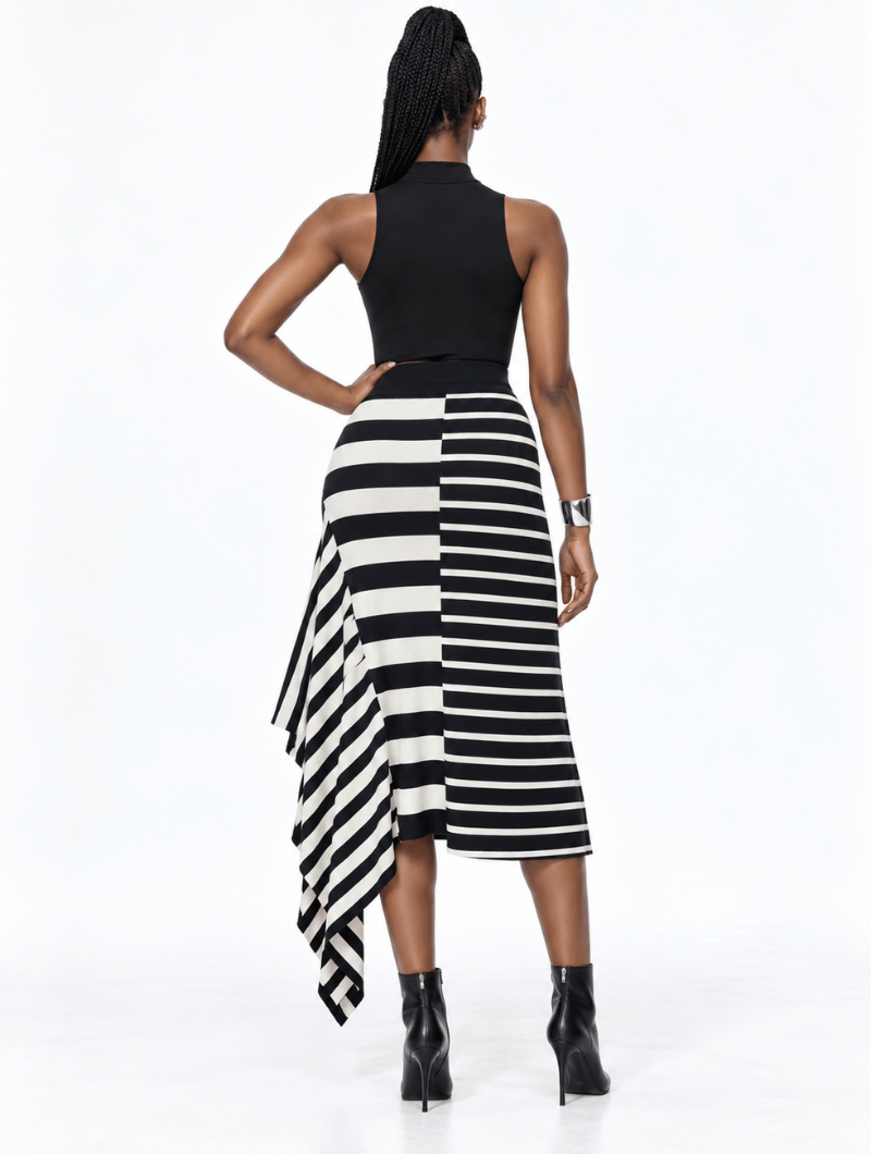 Dual Stripe Flare Skirt