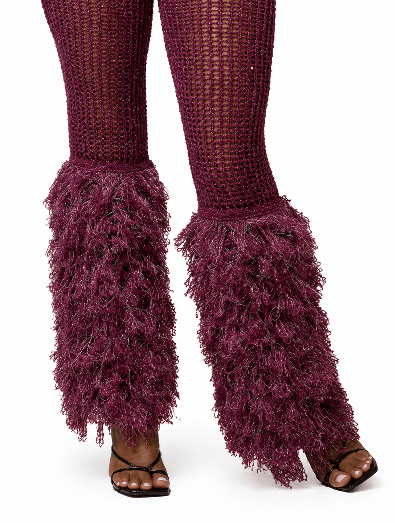 Plum Shaggy Flare Pants