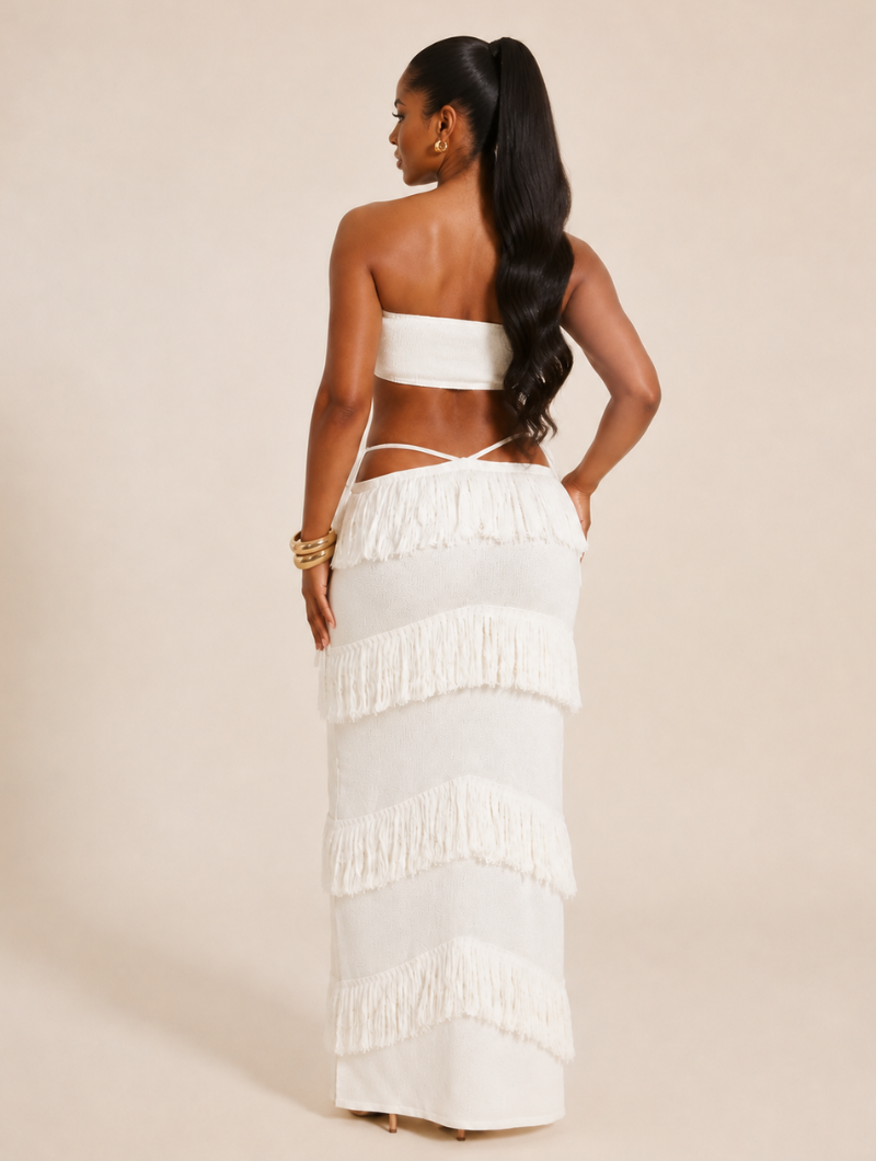 Fringe Crochet Maxi Set