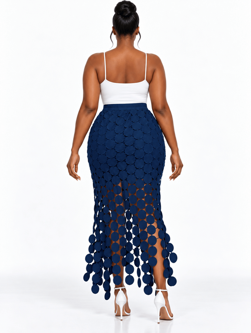 Disc Fringe Midi Skirt