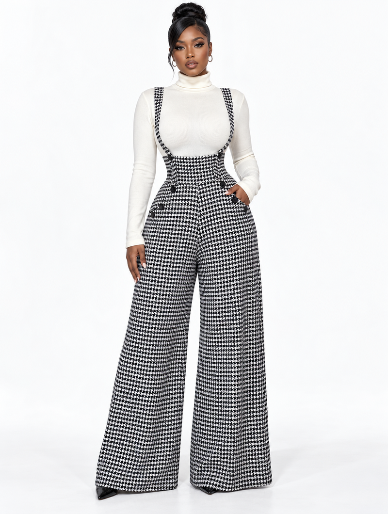 Houndstooth Suspender Pants