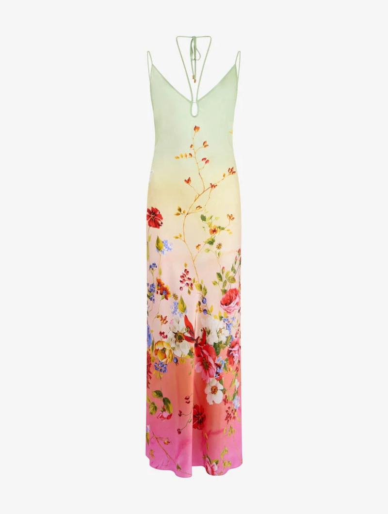 Backless Ombre Floral Dress