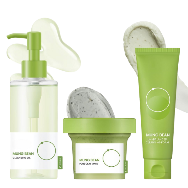 Mung Bean Cleansing Oil & Cleansing Foam & Clay Mask