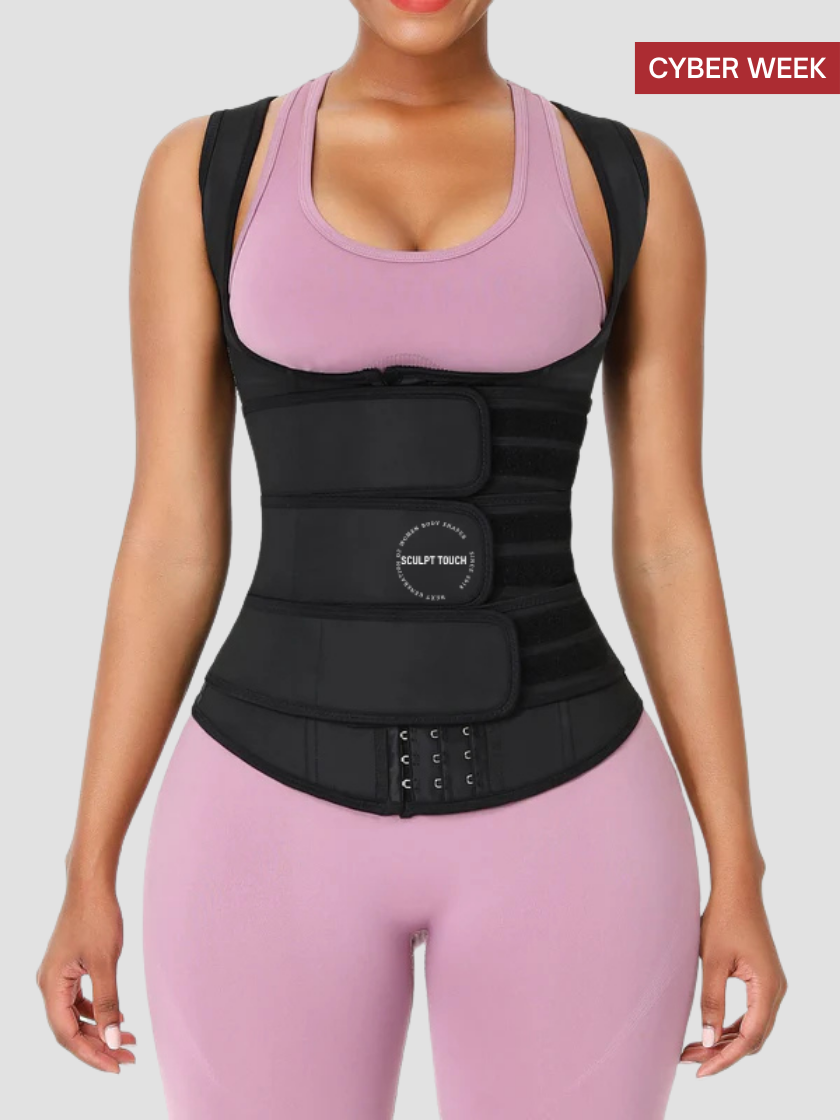 Triple Belt Rubber Vest Sport Girdle Waist Trainer