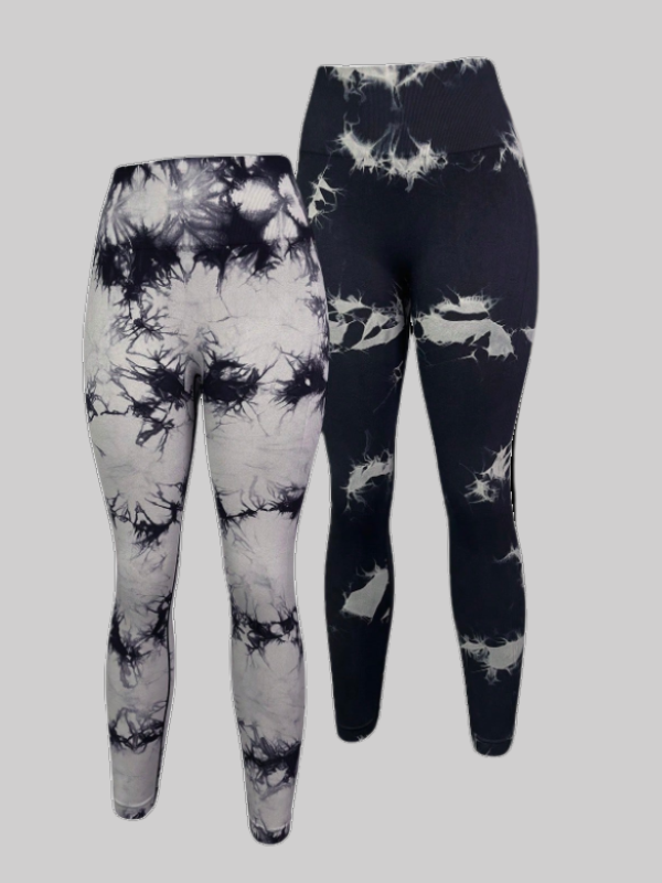 Tie-dye wide waist sports leggings