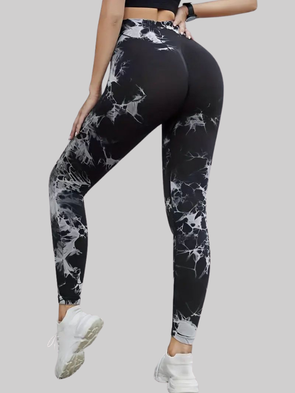 Tie-dye wide waist sports leggings