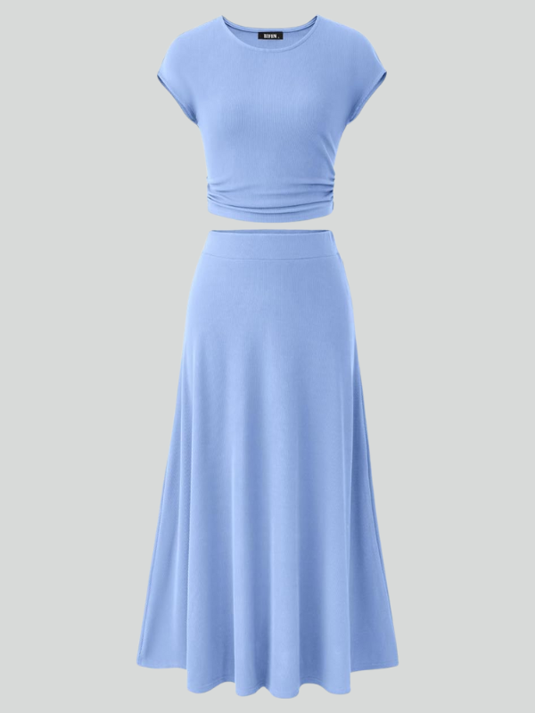 Two piece skirt elastic waist midi skirt