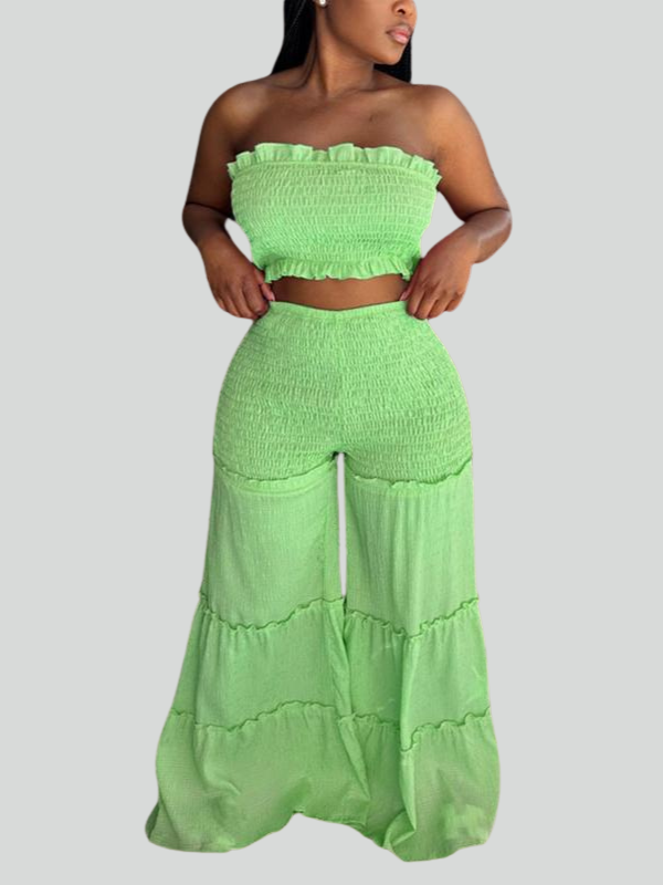 Boho Frill Tube Top Pants Set