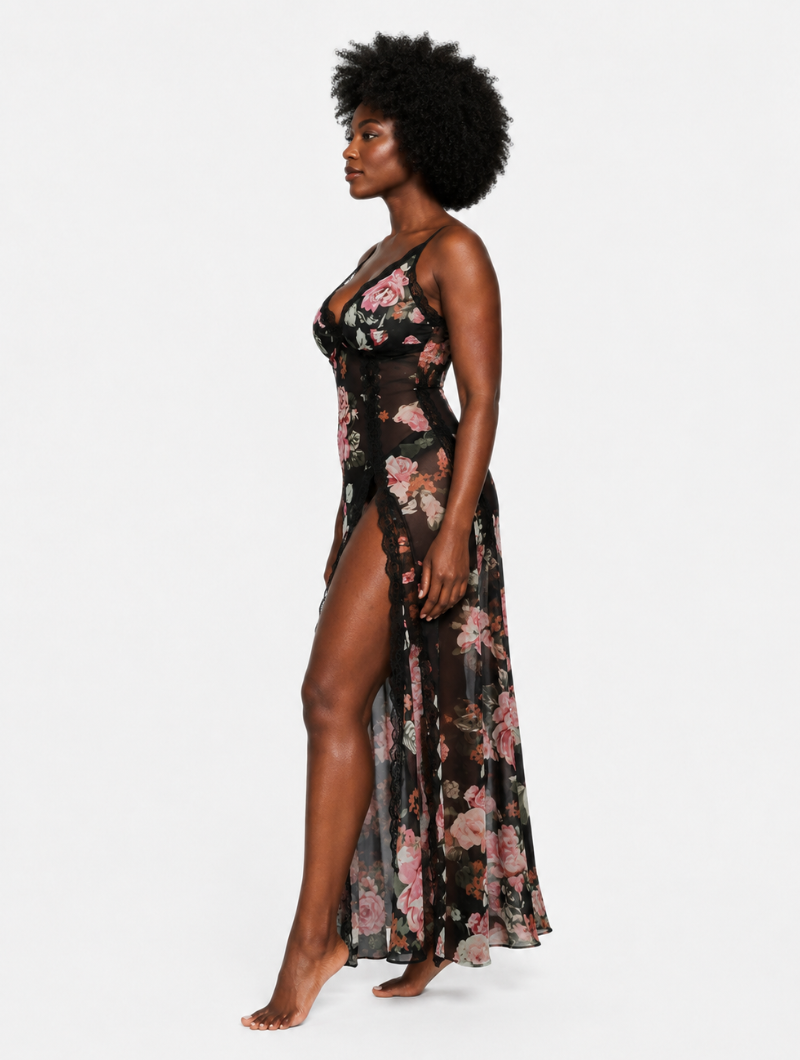 Floral Mesh Maxi Chemise