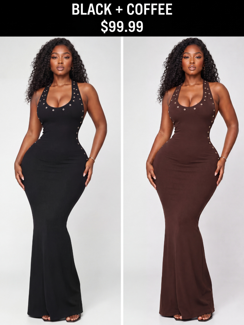 Grommet Detail Backless Maxi