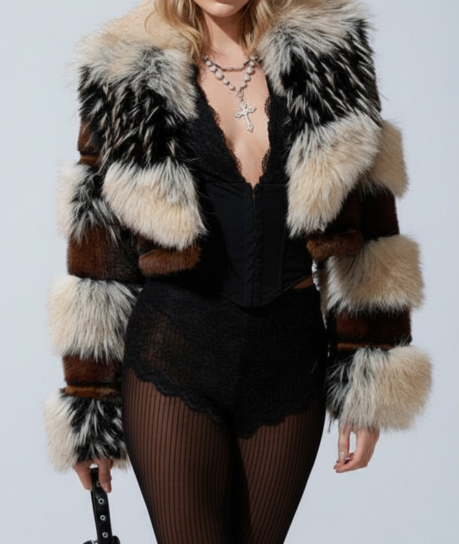 Glam Portia Faux Fur Cropped Coat