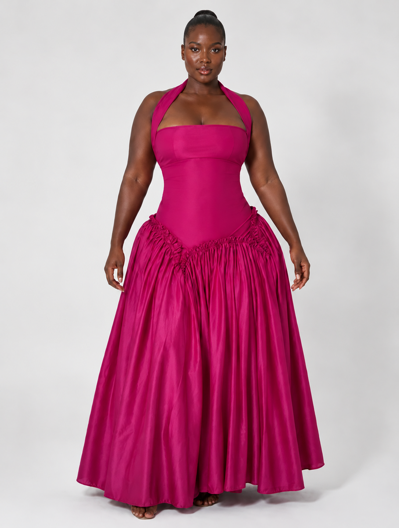 Fuchsia Halter Two-Piece Set