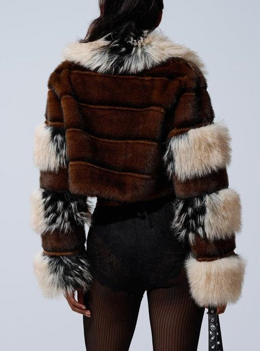 Glam Portia Faux Fur Cropped Coat
