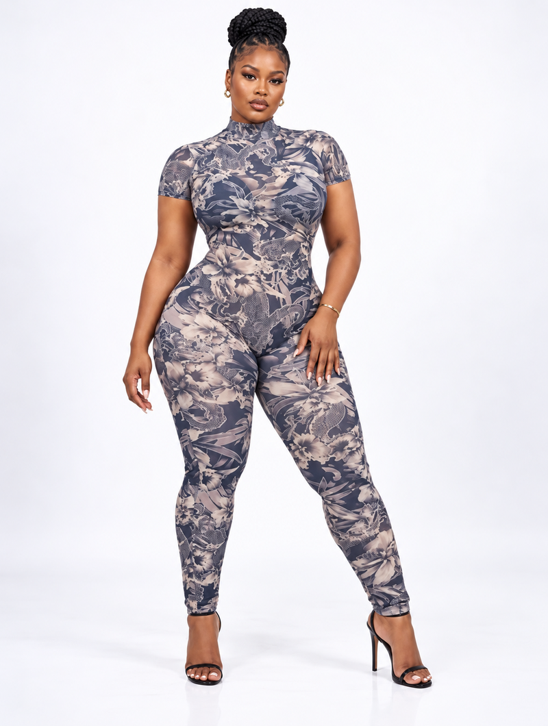Dragon Bloom Mesh Catsuit