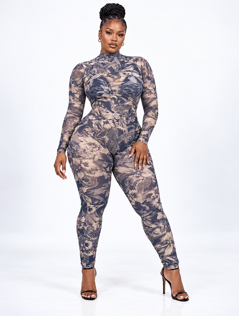 Dragon Bloom Mesh Catsuit