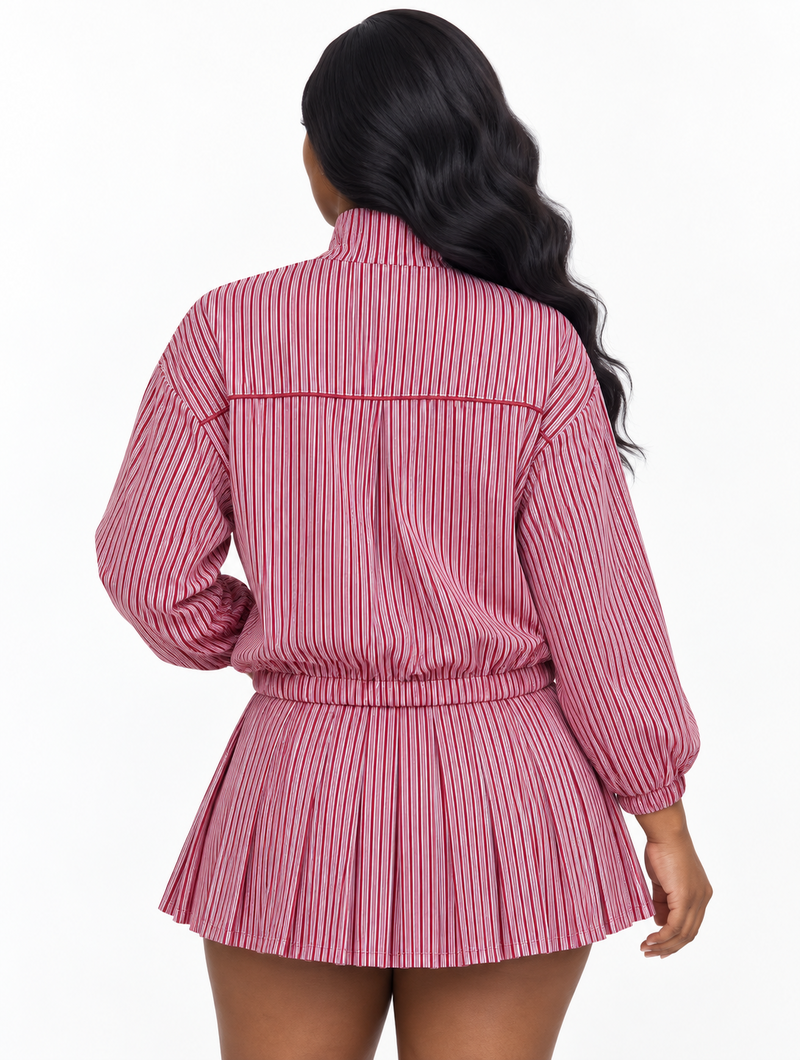 Retro Stripe Skirt Set