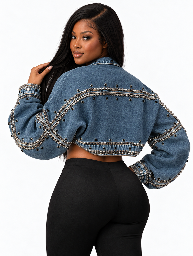 Studded Denim Shrug
