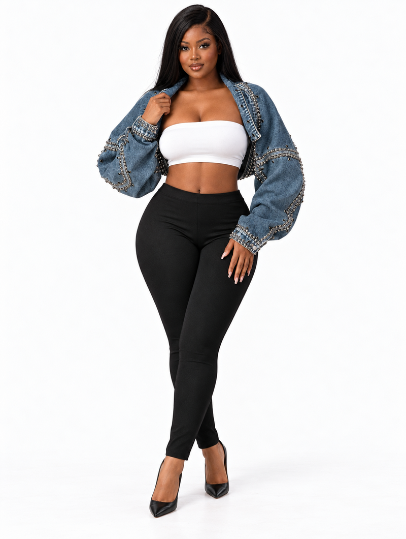 Studded Denim Shrug