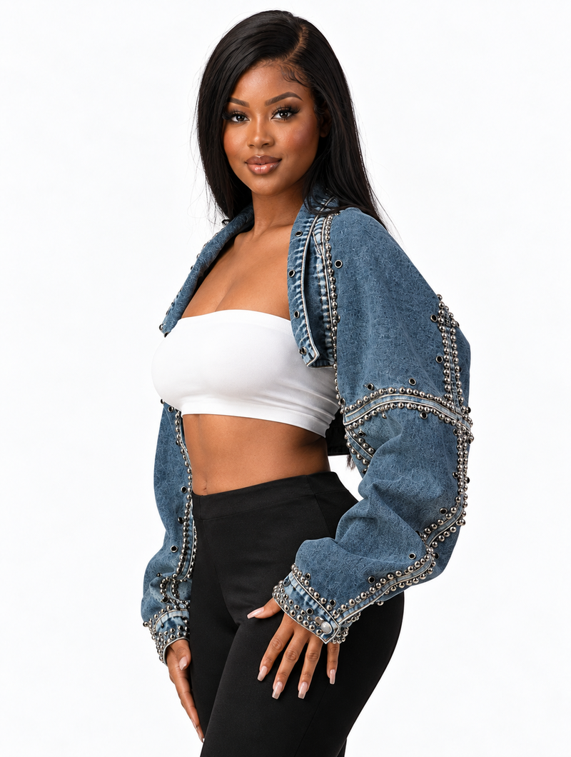 Studded Denim Shrug