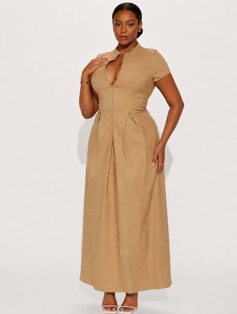 Zip Front Maxi Dress