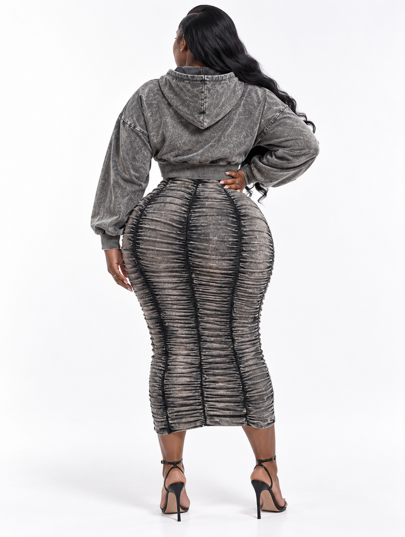 Vintage Ruched Skirt Set