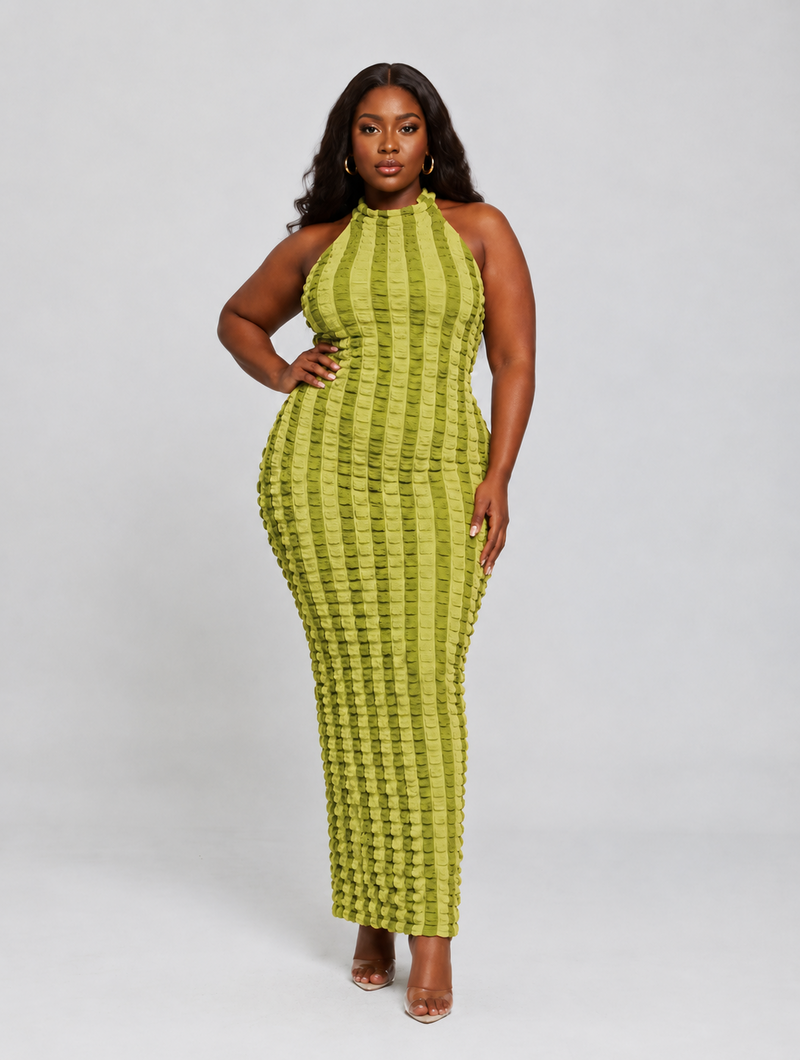 Textured Halter Maxi Dress