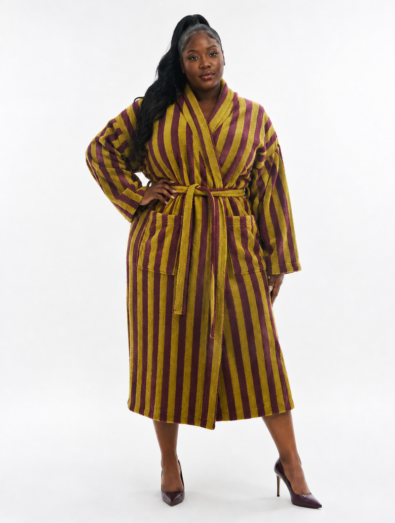 Retro Stripe Plush Robe