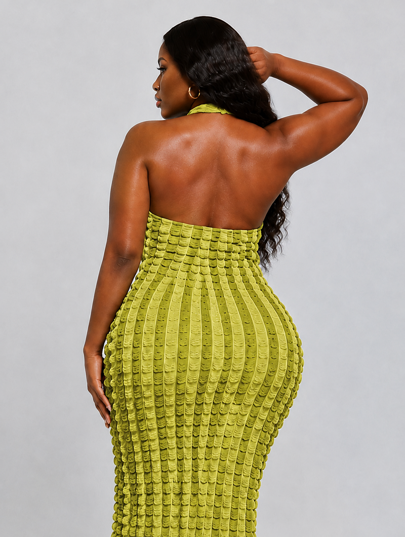 Textured Halter Maxi Dress