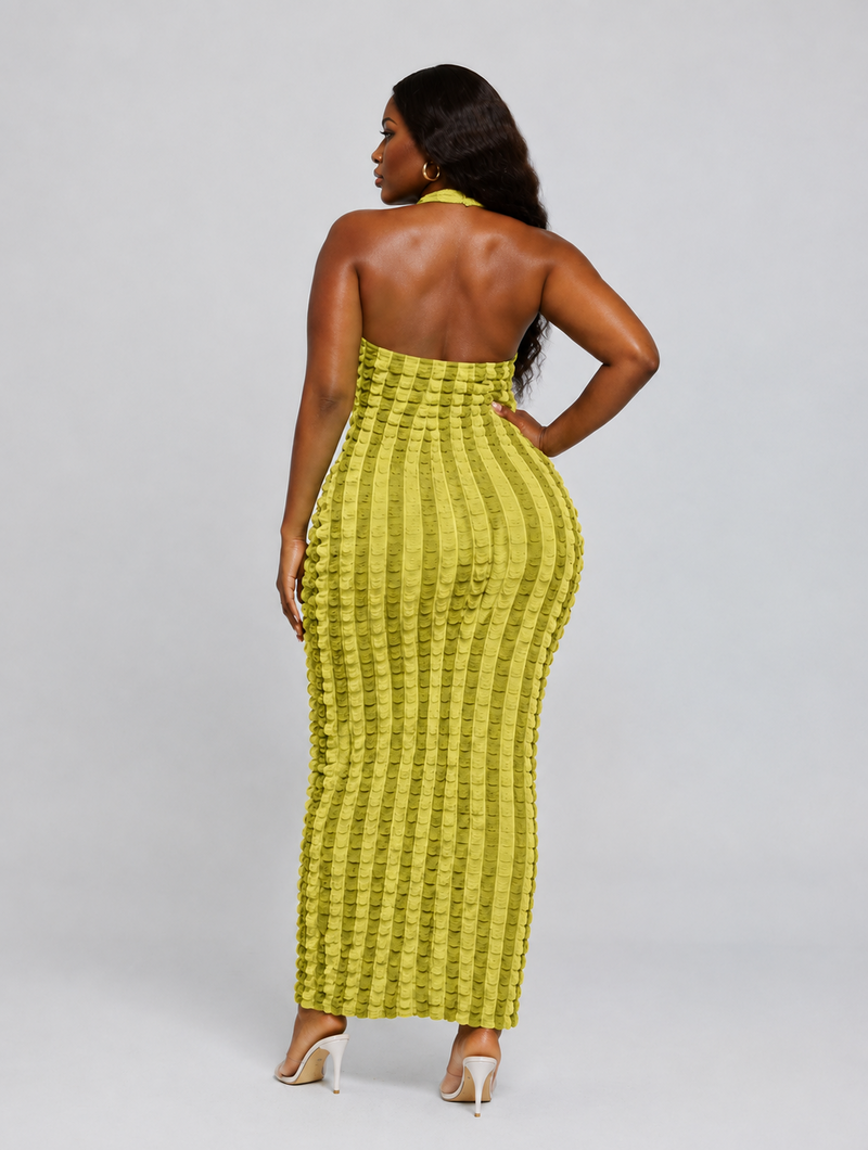 Textured Halter Maxi Dress
