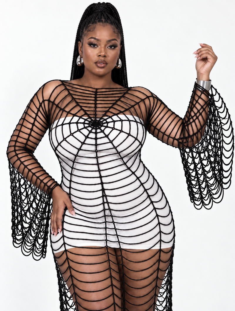 Cobweb Flare Sleeve Dress (Pre-Order)