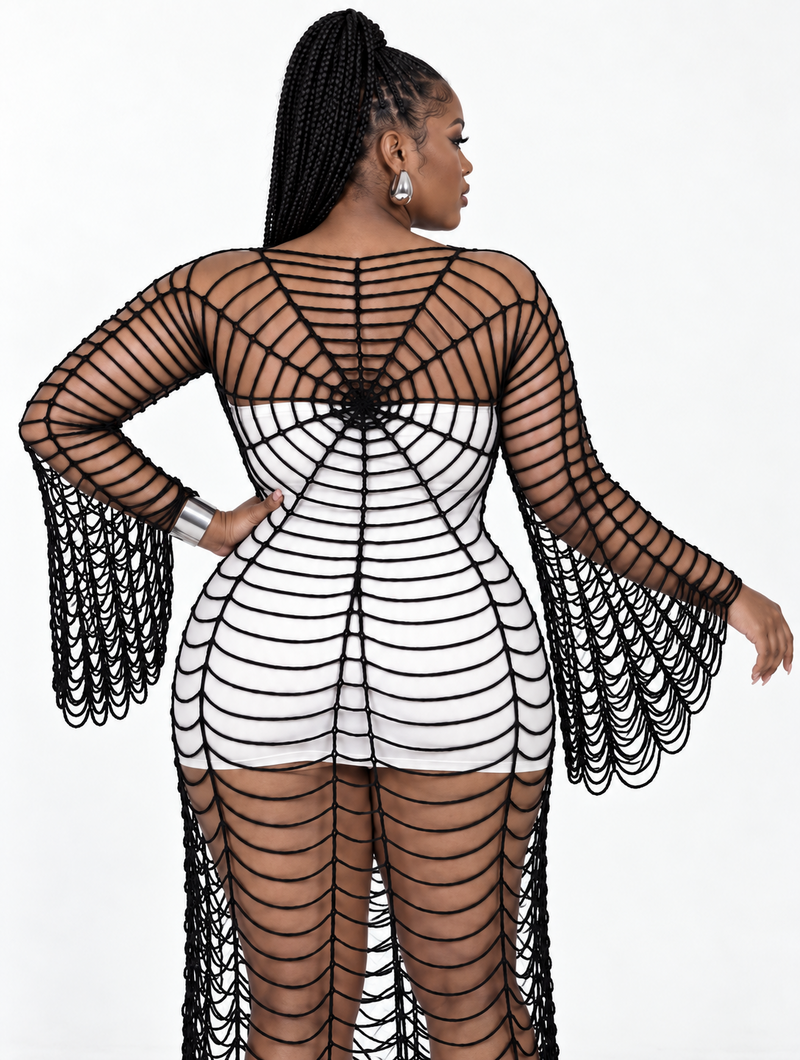 Cobweb Flare Sleeve Dress (Pre-Order)
