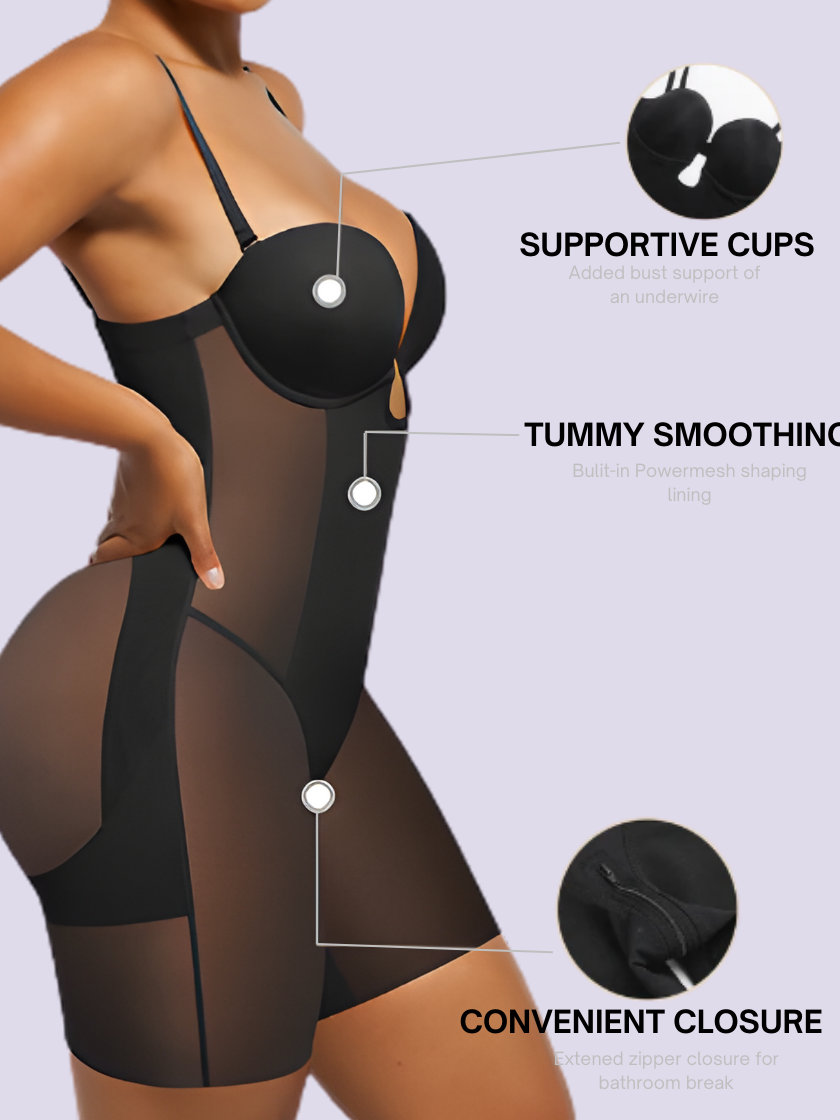 Deep Plunge Mesh Shaping Bodysuit