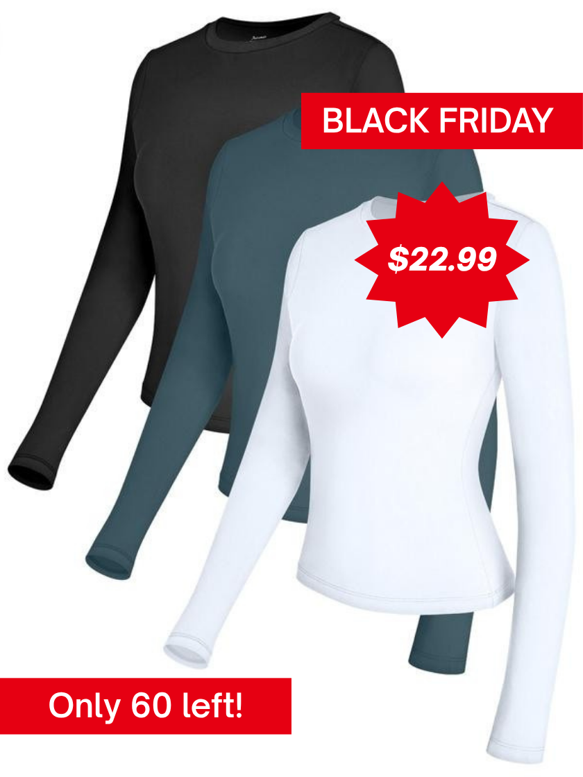 3-Piece Basic Long Sleeve Crop Tops-Pre black Friday sale
