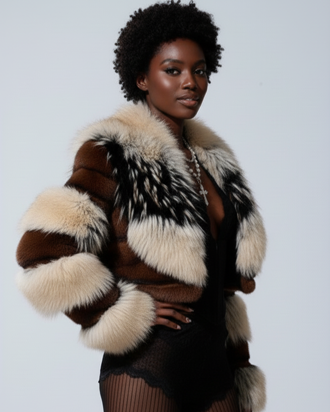 Glam Portia Faux Fur Cropped Coat