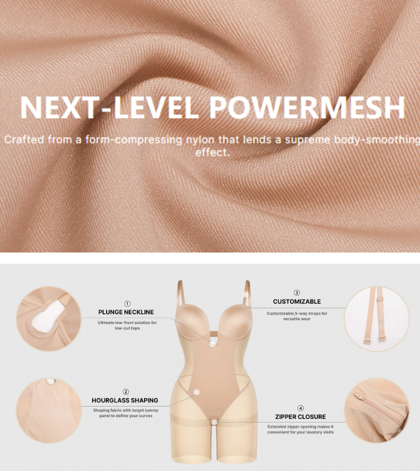 Deep Plunge Mesh Shaping Bodysuit