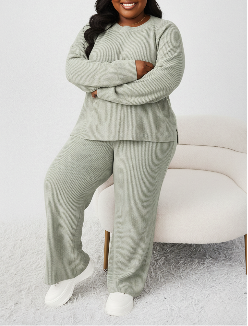 Cozy Raglan Sweater Pants Set