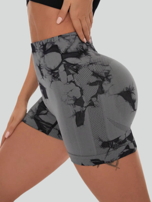 High waist tie-dye sports shorts