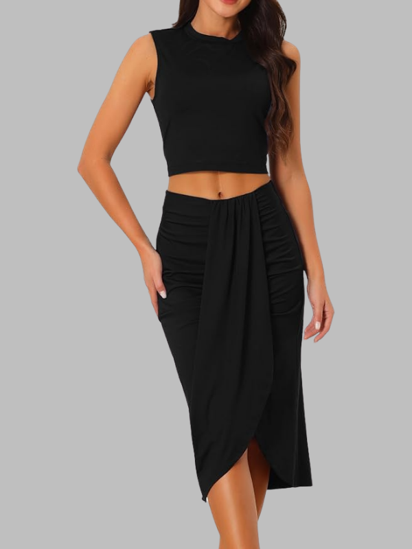 Ruffled Slit Skirt Set