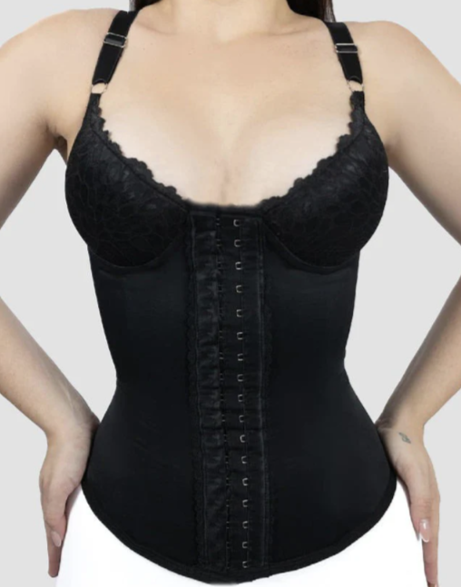 Seamless Satin Corset with Lace Cups