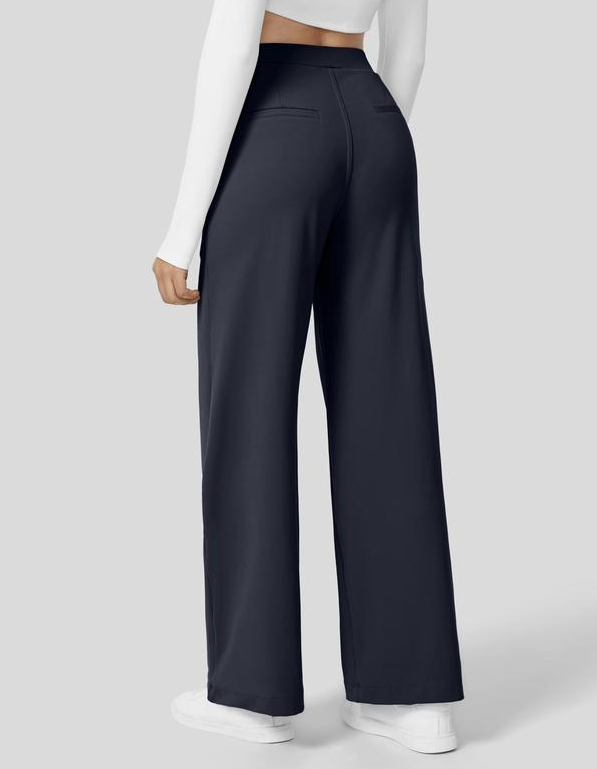 Women's High Waisted Pleated Work Pants